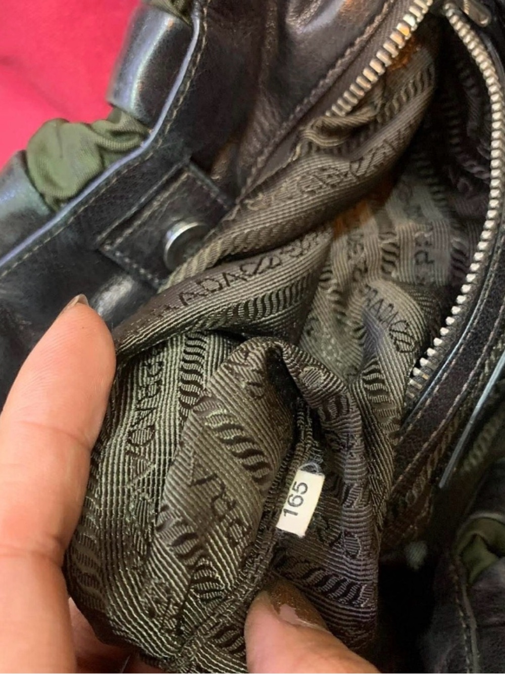 Prada Olive Green Tote with Brown Leather Straps - Picture 8 of 13